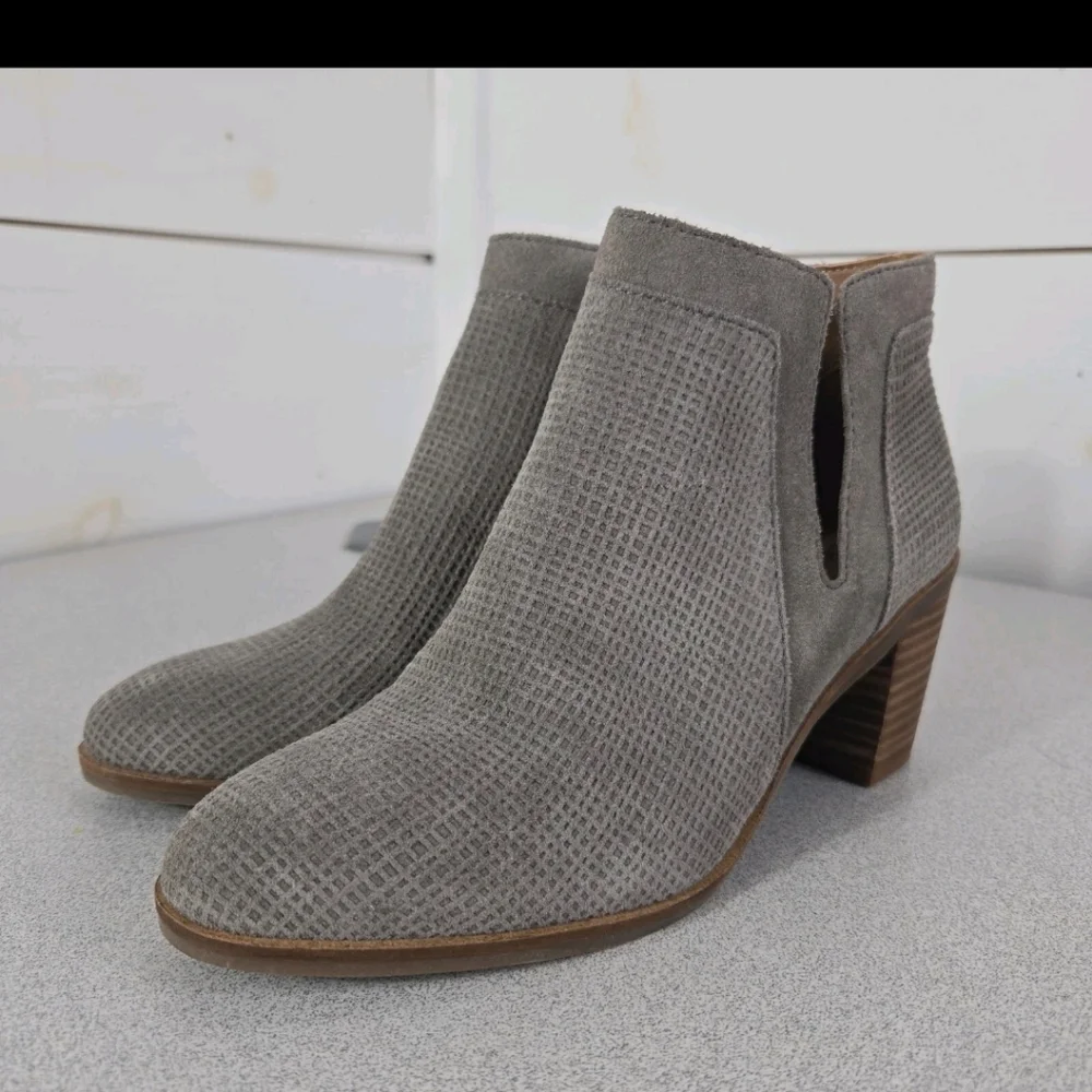 LUCKY BRAND PONIC LEATHER TITANIUM GREY WESTERN BOOTIE SIZE 8.5